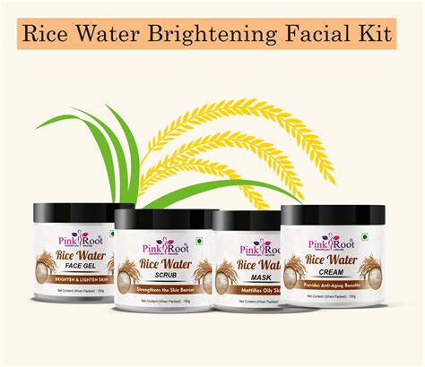 Pink Root Rice Water Skin Brightening Facial Kit 400ml, for glass look