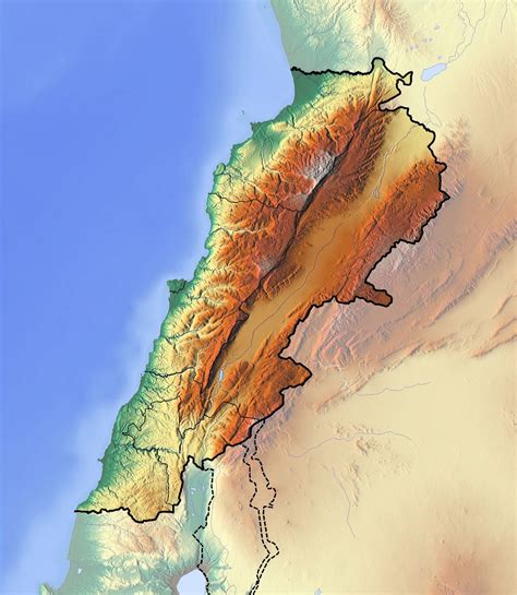 Large relief map of Lebanon | Lebanon | Asia | Mapsland | Maps of the World