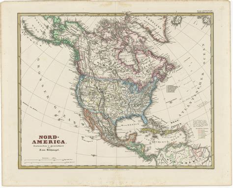 Old German Map of Northern America with Attractive Hand Colouring, 1864 For Sale at 1stDibs