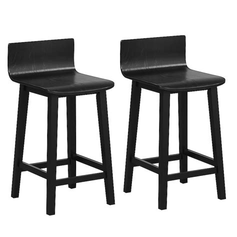 Slickblue Set of 2- 24.5 inch H- Wood Low Back Bar Stool with Footrest ...