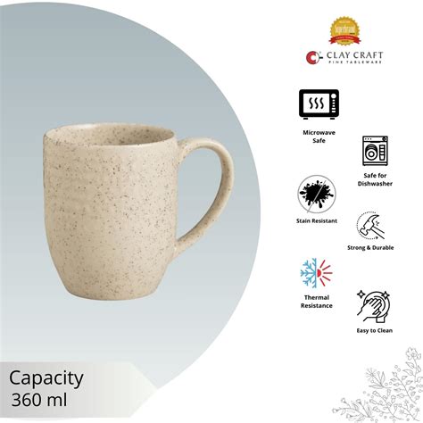 High-Quality Ceramic Coffee Mug, Pebble Beige – Clay Craft India