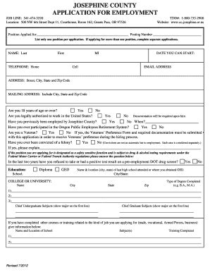 Fillable Online co josephine or To download a job application in ...