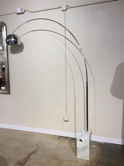 Vintage Midcentury Chrome and Marble Base Italian Arc Floor Lamp For ...
