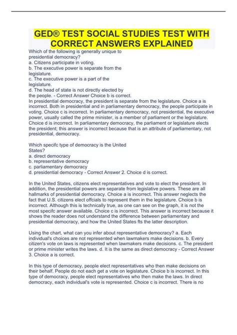 GED® TEST SOCIAL STUDIES TEST WITH CORRECT ANSWERS EXPLAINED - GED ...