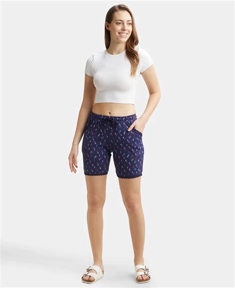 Buy Micro Modal Cotton Relaxed Fit Printed Shorts with Side Pockets ...