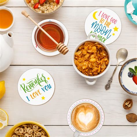 W1cwey Juego de 6 posavasos con texto en inglés «I Love You», bonitos ...