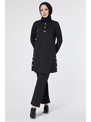 Hakim Yaka Kadın Siyah Tunik+Pantolon - 13065 - S000154468-19351 | LCW
