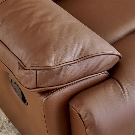 Buy Torino Half Leather 3-Seater Recliner with Right Chaise - Brown ...