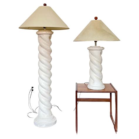 Vintage Post Modern Swirl Plaster 1980s Floor Lamp and Table Lamp For ...