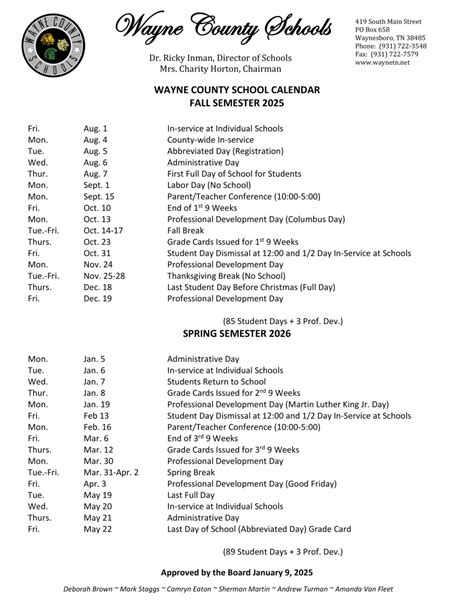 Wayne County Schools tn Calendar 25-26 Revised [PDF] - EduCounty