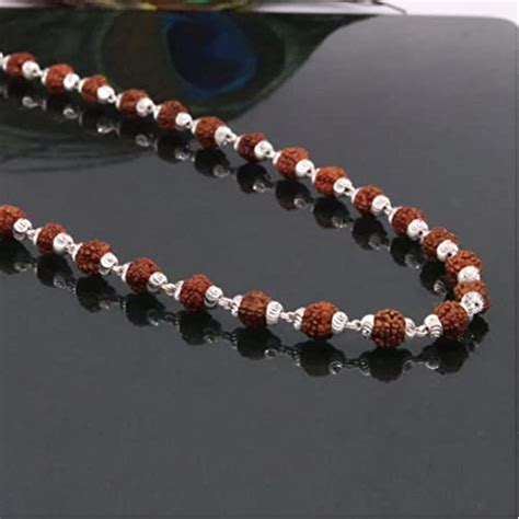 Buy Laxmi Jewellers Pure Silver 5 Mukhi Rudraksha Mala For Men ...