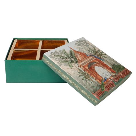 Pichwai Print Bhaji Boxes with 4 compartments | Premium Wedding Favor ...