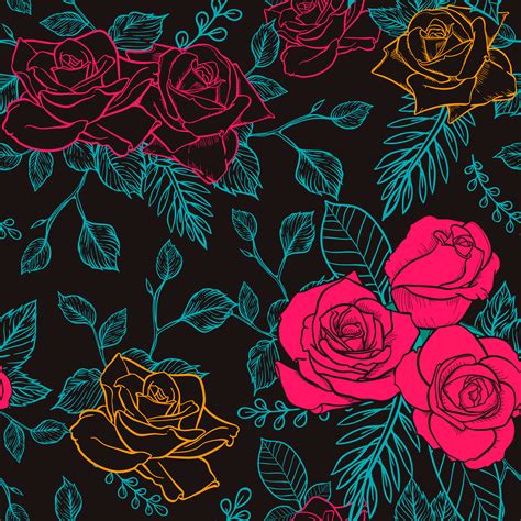 flower rose seamless pattern, vector floral rose seamless pattern ...