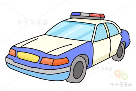 简单的警车简笔画如何画_交通工具视频简笔画