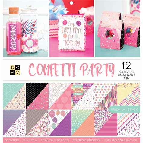 DCWV Double Sided premium Confetti Party Holographic Foil 12x12Inch 36 ...