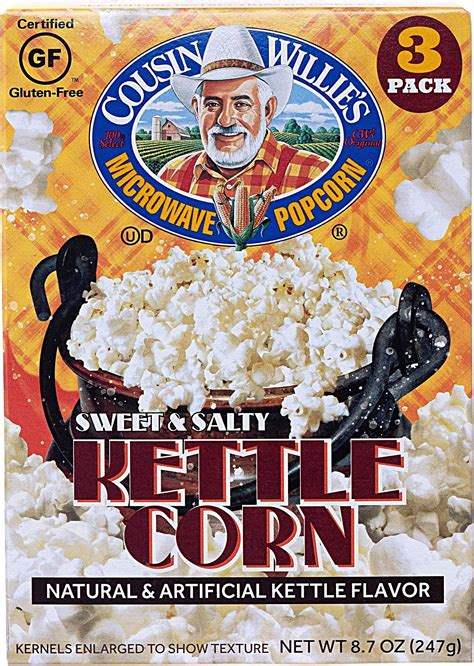 Amazon.com: Cousin Willie's Microwave Popcorn Bags, Kettle Corn (4 ...