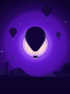 Download wallpaper 240x320 air balloons, night, moon, vector, art old ...