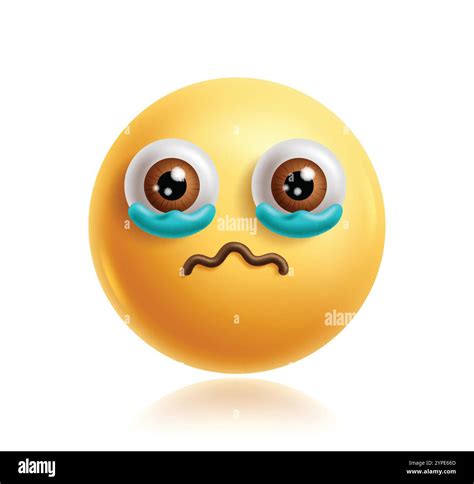 Crying emoji clipart 3d character. Emoji face in cry, sad, frown ...