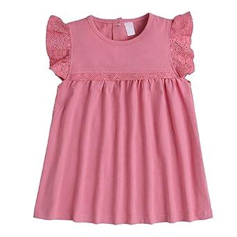 Buy Hopscotch Baby Girls Cotton Solid Half-Sleeve Dress in Pink Color ...
