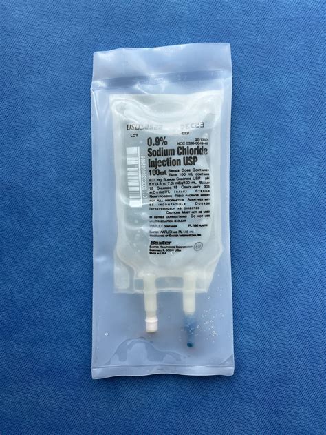 No Rx Required - IV Fluid Bag 0.9% Sodium Chloride (Normal Saline) 100 ...