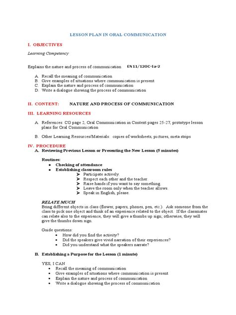 Image result for Communication Lesson Plan