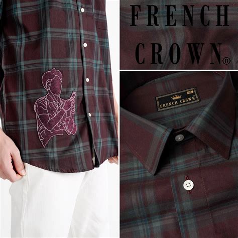 Crater Port Maroon with Gable Green Casual Checks-Plaid Premium Cotton ...