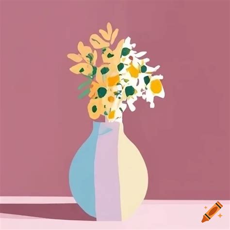 Minimalist flower painting with pastel colors
