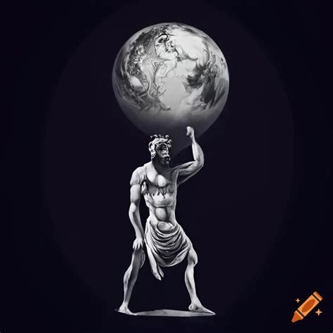 Greek mythological depiction of atlas holding up cosmic earth on Craiyon