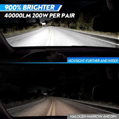 NightEye NOVSIGHT H4 LED Headlight Bulbs 40000LM, Upgrade 900% Brighte ...