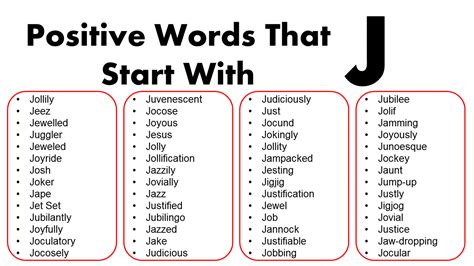 Positive Words Starting With J - GrammarVocab