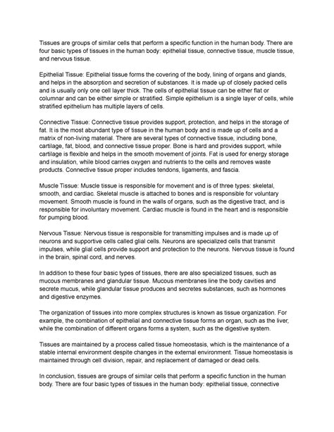 Microanatomy-tissues - Tissues are groups of similar cells that perform ...