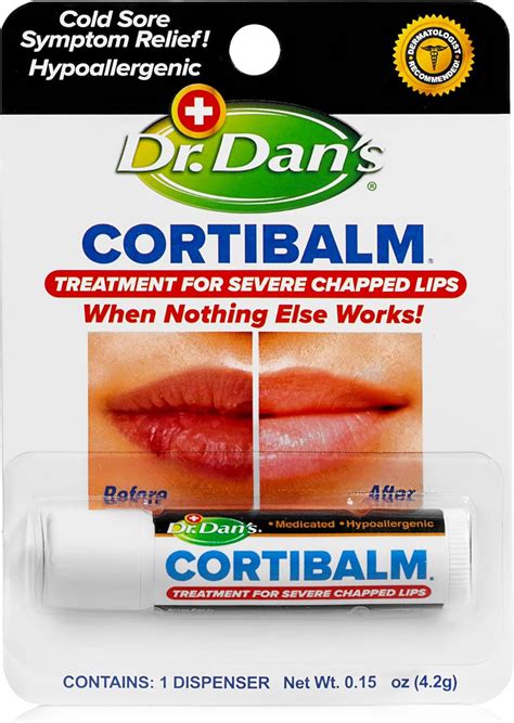 Dr. Dan's Cortibalm - 1 Pack - for Dry Cracked Lips - Healing Lip Balm for Severely Chapped Lips ...
