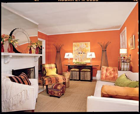 orange modern living room