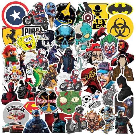 CLICKEDIN Vinyl Self Adhesive Waterproof Superhero & Assorted Stickers ...