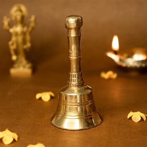 Ekhasa 100% Pure Brass Gol Ghanti for Pooja | Handcrafted Pooja Bell f ...