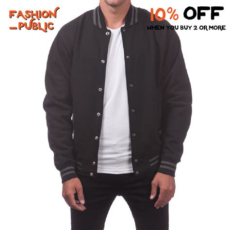 Buy Proclub Pro Club Men's Heavyweight Varsity Jacket Snap-front ...