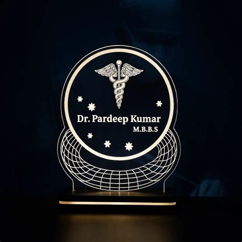 Customized Doctor LED Acrylic Name Plate – Glowing Medical Desk Decor ...