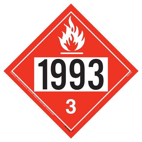 1993 Placard, Class 3 Flammable Liquid 25-pk. - 10.75" x 10.75 ...