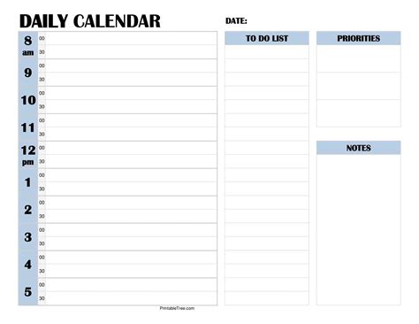 Downloadable Daily Calendar Template for Easy Planning