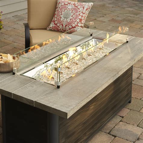 Cedar Ridge 61 Inch Rectangular Polyresin Propane Fire Pit Table in ...