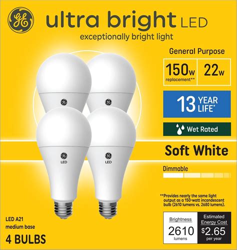 GE Ultra Bright 150-Watt EQ A21 Soft White Medium Base (E-26) Dimmable ...