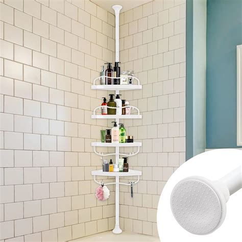 Amazon.com: Corner Shower Caddy Tension Pole, Rustproof Bathtub Storage ...