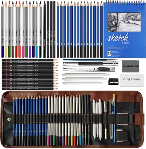 Corslet 52pc Drawing Pencils with 50 Sheets Sketchbook A5 Shading ...