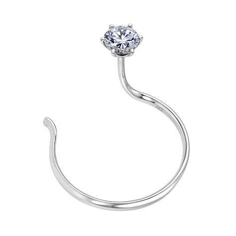 Nose Pin in 92.5 Sterling Silver embellished with Sparkling Zirconia ...