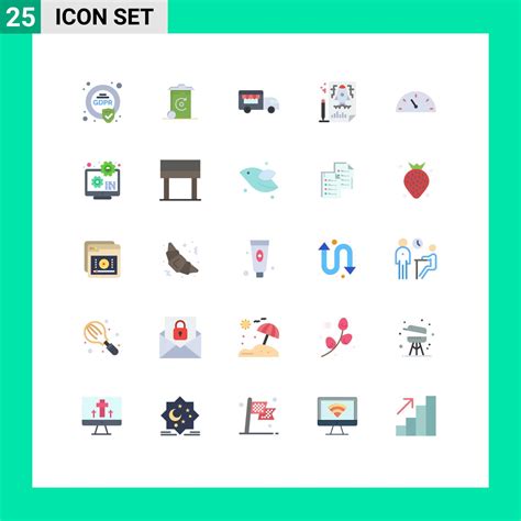 Flat Color Pack of 25 Universal Symbols of speed gauge ice cream file pencle Editable Vector ...