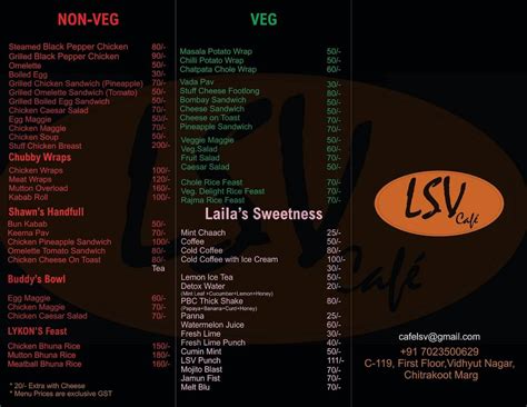 Menu at Lord Shivaay Valley Health Cafe (LSV), Jaipur