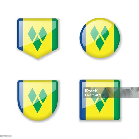Flags Of Saint Vincent And The Grenadines Glossy Collection Stock ...