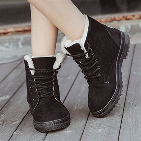 Herrnalise Snow Boots Flat-Heel Autumn And Winter Plus Size Cotton ...