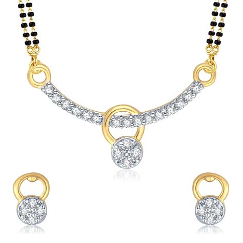 VK Jewels Gold And Rhodium Plated Alloy Mangalsutra set with Earrings ...