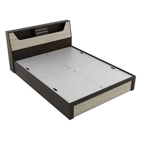 Buy Helios Lawrence King Bed with Box and Headboard Storage - Brown ...